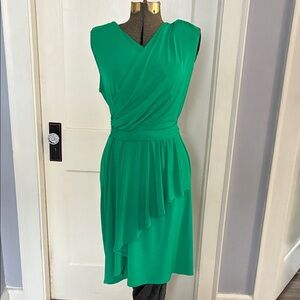 London Times Vibrant Green Asymmetrical Dress